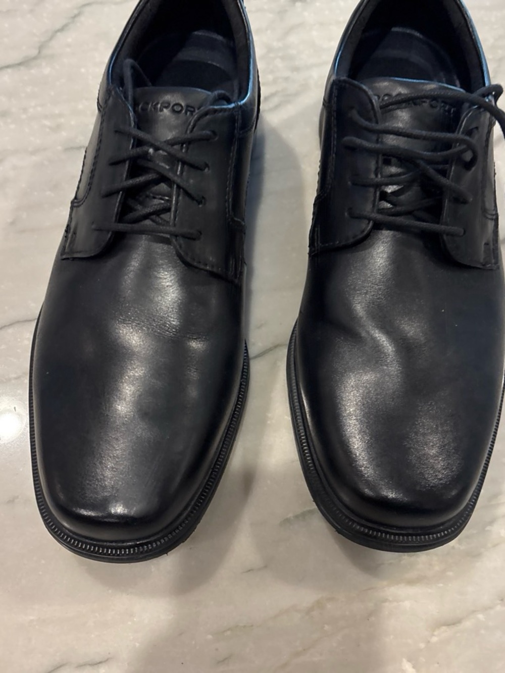 Rockport Black Leather Lace-Up Derby Dress Shoes